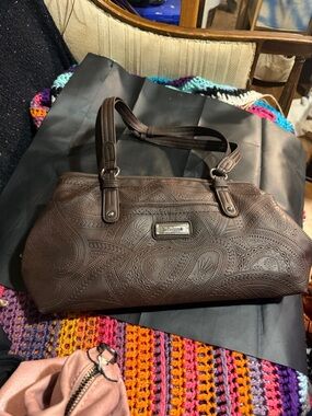 Sakroots Dark Brown Paisley-Embossed Shoulder Bag